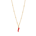 Collar cornicello rojo - acero inoxidable chapado oro 18k