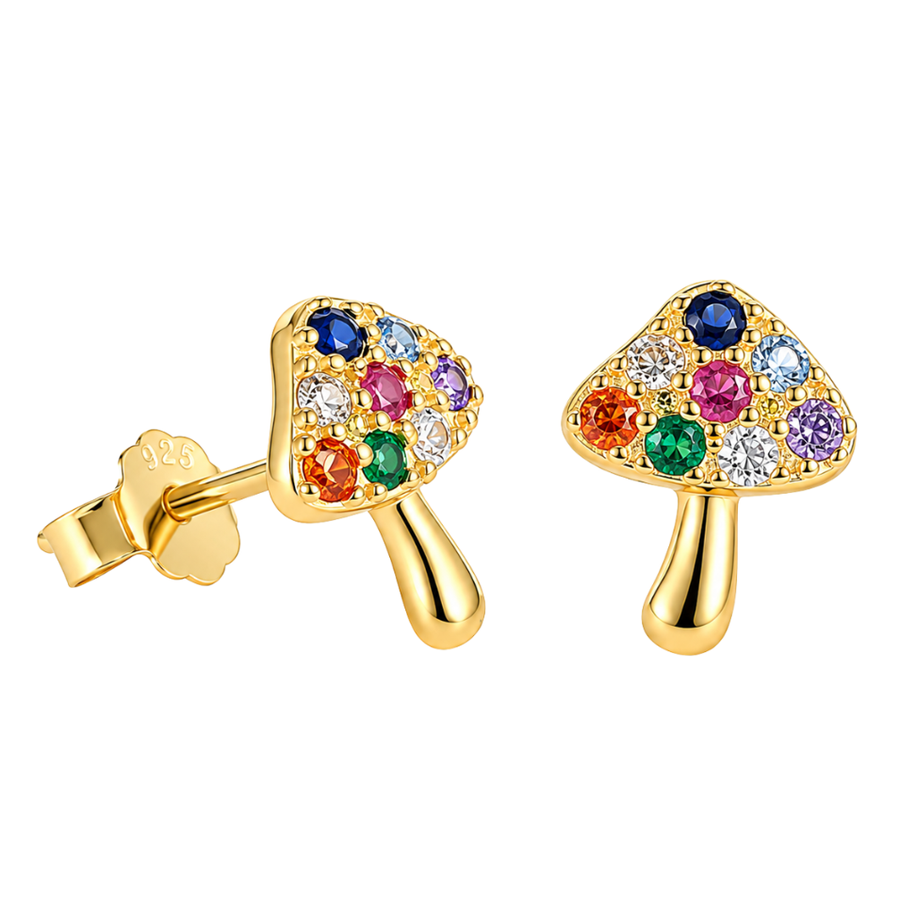 Stud Colorful mushroom - plata 925