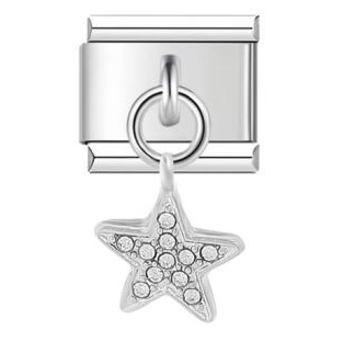 Charm estrella brillante plateada