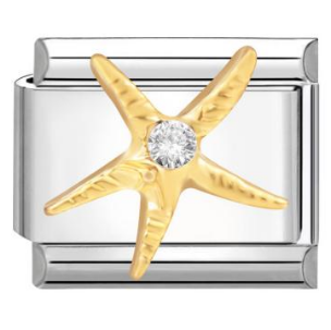 Charm golden starfish con brillo