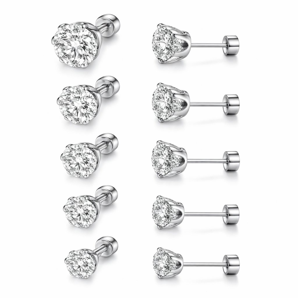 Studs de circon - acero inoxidable