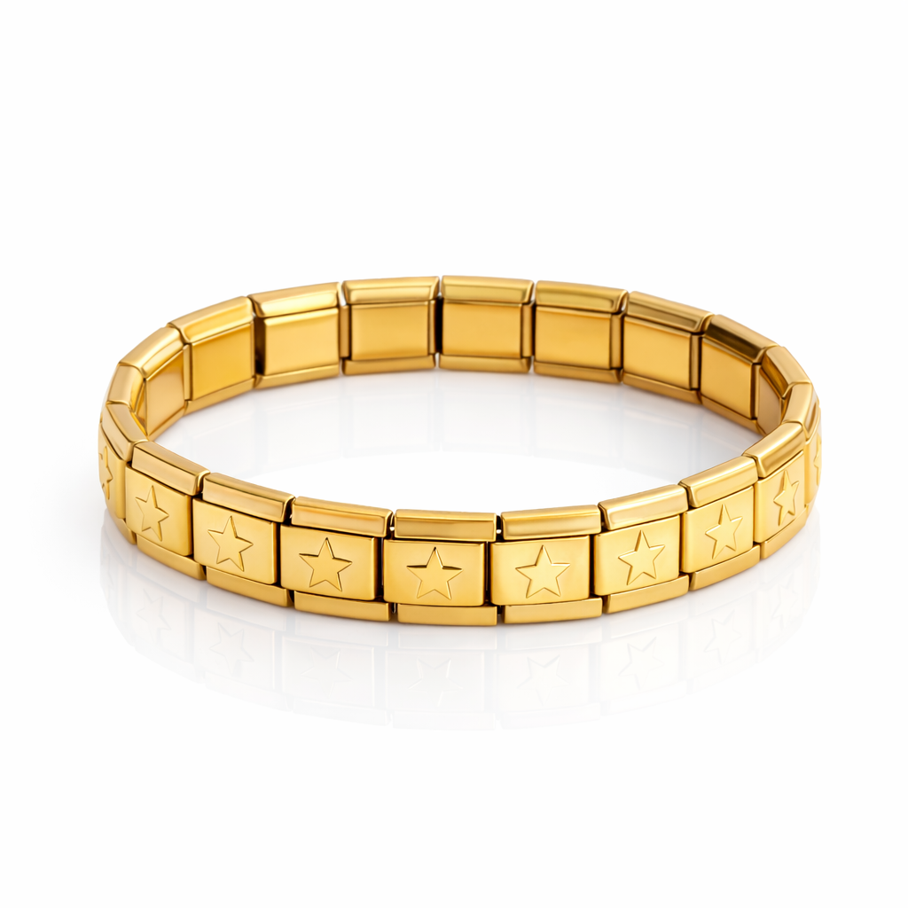 Italian bracelet de estrellas dorado