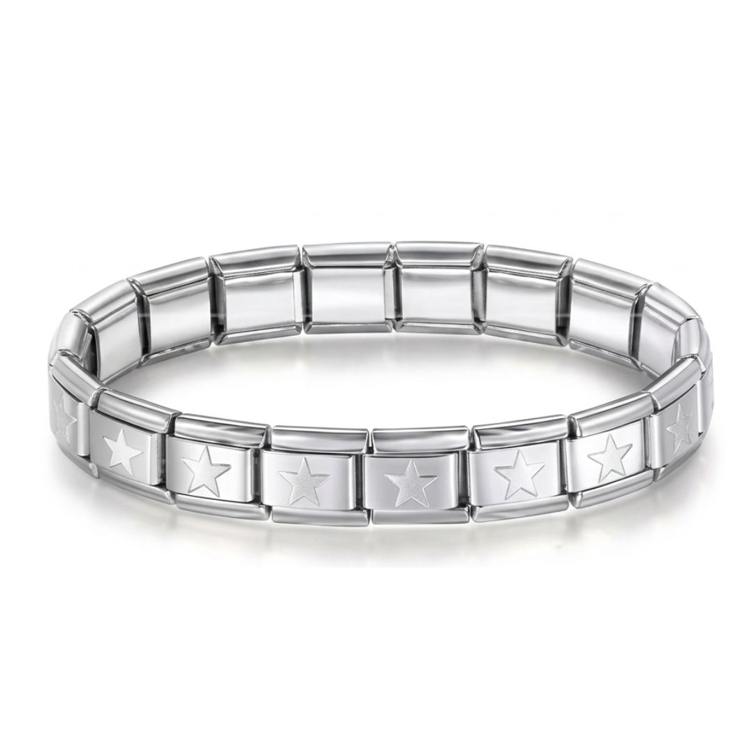 Italian bracelet plateado de estrellas