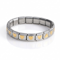 Italian bracelet de corazones dorados en base plateada