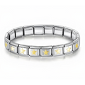 Italian bracelet plateado con estrellas doradas
