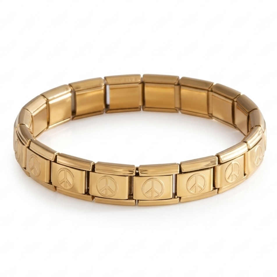 Italian bracelet dorada de símbolo de paz