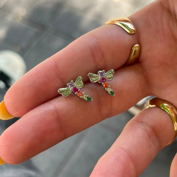Studs Dragonfly - plata 925