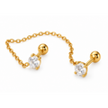 Stud doble de circon - acero inoxidable