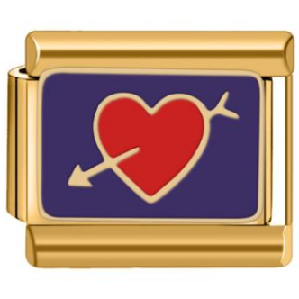 Charm corazon flechado fondo morado